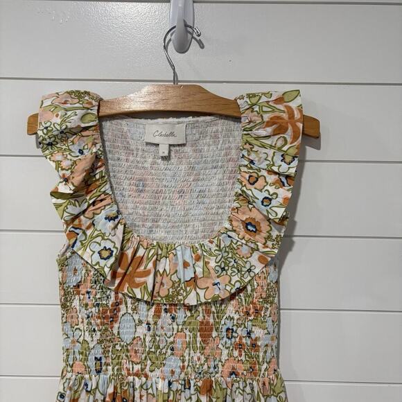 Cleobella | Midi Dress Zoe Floral Sleeveless Smocked Scoop Neck - Size Medium - Picture 2 of 11